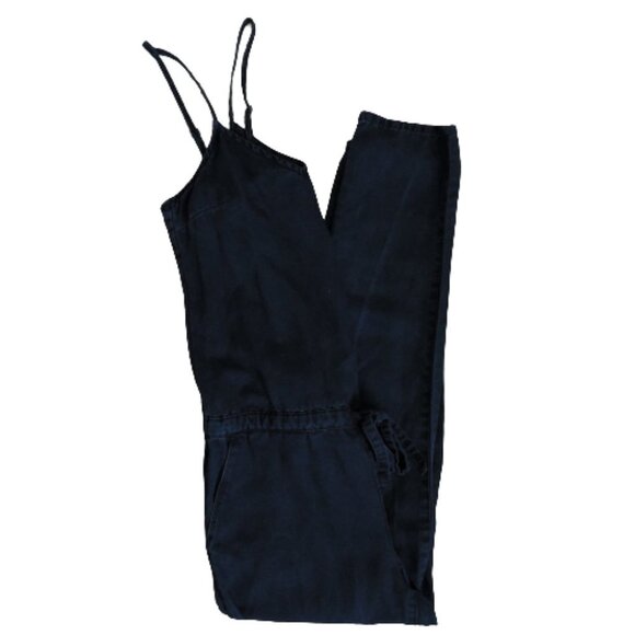 PAIGE Suki Black Pearl Lyocell Denim Relaxed Tapered Leg Jumpsuit - Picture 16 of 16
